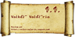 Valkó Valéria névjegykártya